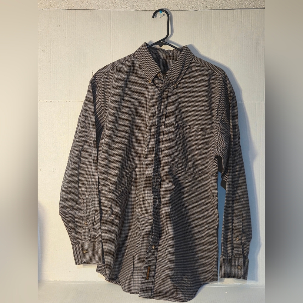 Men's Timberland Long Sleeve Button Up Dress Shirt With Checkered Pattern